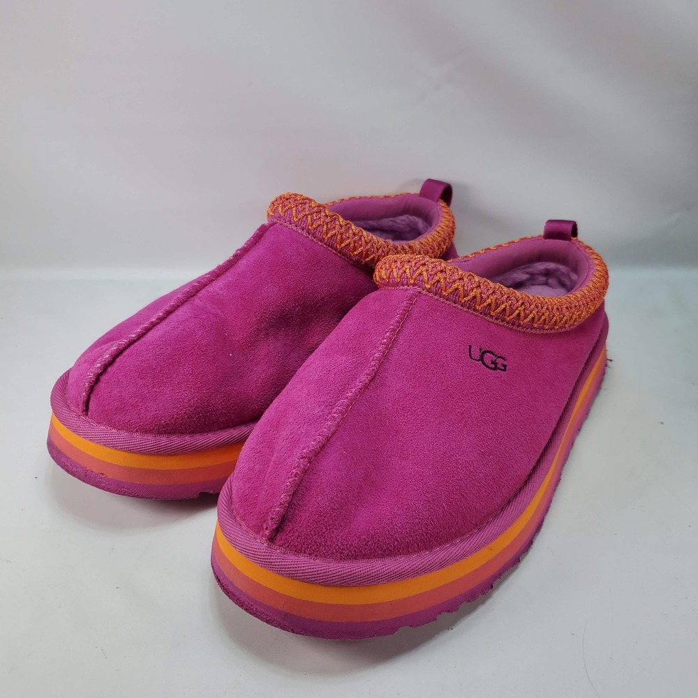 UGG Tasman Maxi Curly Slippers Womens 5 Pink Orange Platform Suede 1153054K